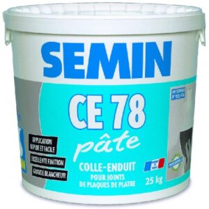 Enduit colle ce 78 pour plaques de plâtre à bords amincis - en pâte - blanc - seau 25 kg. disponible abidjan cote d'ivoire.