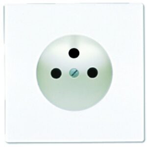 Enjoliveur pour prise 2p+t 10-16 a/250v avec obturateurs blanc. disponible abidjan cote d'ivoire.