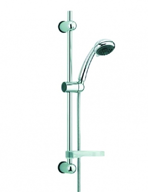 Ensemble de douche morgane avec douchette 3 jets, barre inox et flexible, porte-savon, chromé. disponible abidjan cote d'ivoire.
