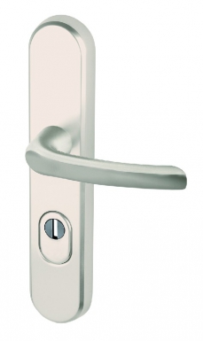 Ensemble de porte blindé normbau seku 2 béquilles doubles, finition inox poli. disponible abidjan cote d'ivoire.