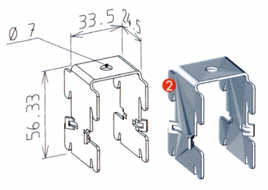Entretoise de pendard c40 pluriel dim 56,3x33,5x24,5 mm 0,052 kg/u. disponible abidjan cote d'ivoire.