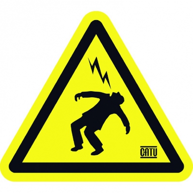 Etiquette pvc autocollante de signalisation "homme foudroye" 100 mm. disponible abidjan cote d'ivoire.