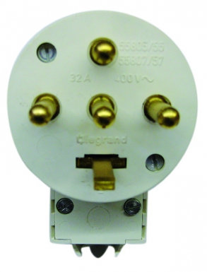 Fiche 3p+n+t 32a plastique pour câble ø 6 à 20 mm à sortie latérale col. disponible abidjan cote d'ivoire.