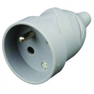 Fiche standard femelle 2 p+t - 16a - sortie droite - grise. disponible abidjan cote d'ivoire.