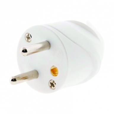 Fiche standard mâle 2 p+t - 16a - sortie droite - blanc. disponible abidjan cote d'ivoire.