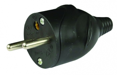 Fiche standard mâle 2 p+t - 16a - sortie droite - noir. disponible abidjan cote d'ivoire.
