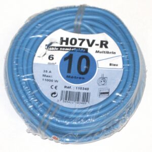 Fil rigide ho7v-r âme cuivre nu câblé 6 mm2 vert/jaune - rouleau 10 m. disponible abidjan cote d'ivoire.