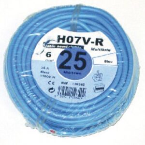 Fil rigide ho7v-r âme cuivre nu câblé 6 mm2 vert/jaune - rouleau 25 m. disponible abidjan cote d'ivoire.