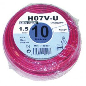 Fil rigide ho7v-u âme cuivre nu massif 1,5 mm2 bleu - rouleau 10 m. disponible abidjan cote d'ivoire.