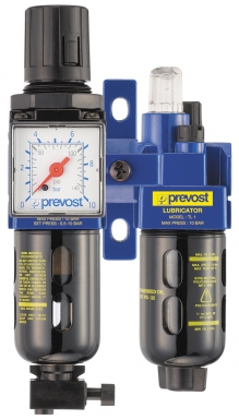 Filtre régulateur lubrificateur 2 blocs avec manomètre et fixation sous coque - taraudé g 1/4 - débit 500 l/min - mano. disponible abidjan cote d'ivoire.