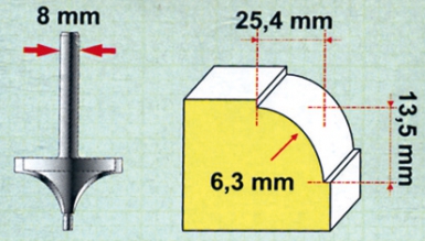 Fraise 1/4 de rond avec roulement à bille - carbure - queue ø 8 mm - long. disponible abidjan cote d'ivoire.