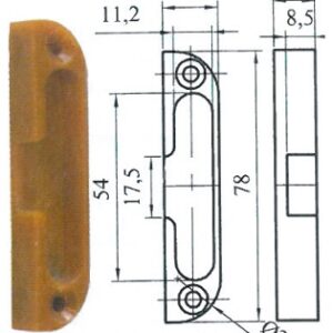 Gâche map 87 de crémone à mortaiser - pour rouleaux - akulon - hxlxe : 78x16x12. disponible abidjan cote d'ivoire.