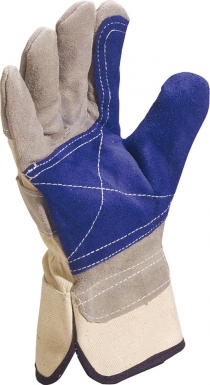 Gants docker "ds202rp" en croûte de bovin doublé - renfort croûte bleue sur la paume, le pouce et l'index - renfort en croûte de bovin naturelle sur retours bouts de doigts - renfort dos et protège-artér. disponible abidjan cote d'ivoire.