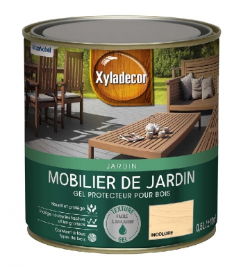 Gel protecteur xyladecor - phase huileuse pour mobilier de jardin en bois toutes essences - protection extrême contre  encrassement, tâches et rayures- incolore mat - 0,5 l. disponible abidjan cote d'ivoire.