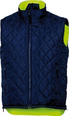Gilet de signalisation fidji hv - 1 face polyester et 1 face taffetas - jaune fluo/bleumarine - taille l - classe 2. disponible abidjan cote d'ivoire.