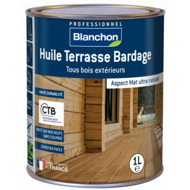 Huile terrasse bardage aspect mat ultra naturel - rendement indicatif : 10 m²/l/couche - bois grisé - cond. disponible abidjan cote d'ivoire.