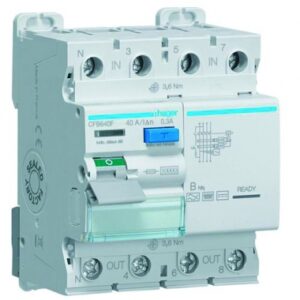 Interrupteur différentiel 3p+n 40a 300ma type b hfq - à bornes alignées. disponible abidjan cote d'ivoire.