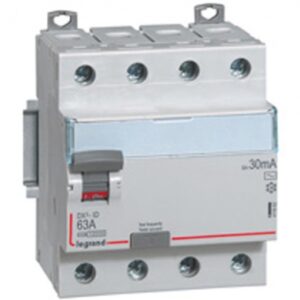 Interrupteur différentiel dx³-id arrivée haute et départ bas à vis - 4p 400v~ 63a typeac 300ma - 4 modules. disponible abidjan cote d'ivoire.