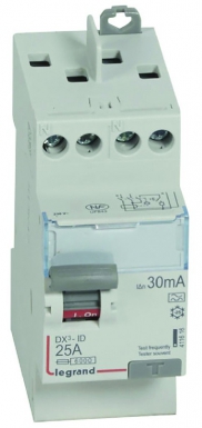 Interrupteur différentiel dx³-id arrivée haute et départ haut à vis - 2p 230v~ 25a typea 30ma - 2 modules. disponible abidjan cote d'ivoire.