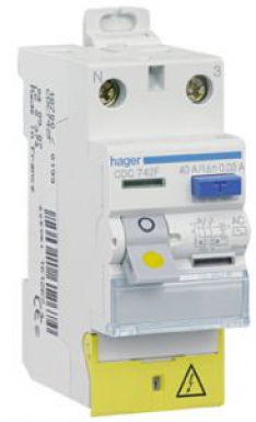 Interrupteur différentiel type ac ~ 30 ma à bornes alignées - in 63a. disponible abidjan cote d'ivoire.