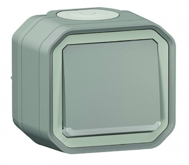 Interrupteur ou va-et-vient témoin avec voyant étanche plexo 10ax 250v~ ip55 ik08 livré complet fixation saillie - gris. disponible abidjan cote d'ivoire.