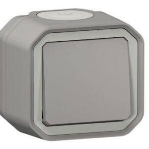 Interrupteur ou va-et-vient étanche plexo 10ax 250v~ ip55 ik08 livré complet pour fixation saillie - gris. disponible abidjan cote d'ivoire.