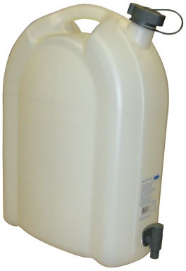 Jerrican blanc - contenance 20l, convient pour l"alimentaire, + robinet polypropylène. disponible abidjan cote d'ivoire.