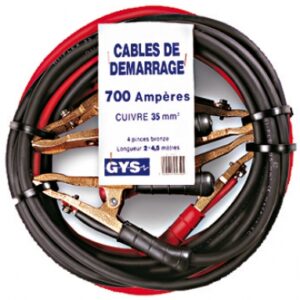 Jeu de 2 câbles de démarrage 700 a - 35 mm2 - 2 x 4,5 mètres - avec pinces bronze. disponible abidjan cote d'ivoire.