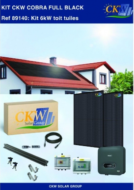 Kit solaire full black cobra clé en main onduleur 6kw-16 panneaux 375w-toit tuile etn. disponible abidjan cote d'ivoire.