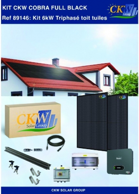 Kit solaire full black onduleur 6kw-triphase-16 panneaux 375w-toit tuile etn-coffret ac/dc. disponible abidjan cote d'ivoire.