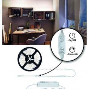 Kit strip simpled power 5 m blanc neutre 50 w 5500 lm 4000°k avec revêtement avec variateur à fil. disponible abidjan cote d'ivoire.