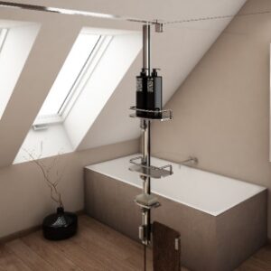 Kit support accessoires frontal / kasf porte serviettes + 2 tablettes + 1 porte savon pour paroi - coloris chromé. disponible abidjan cote d'ivoire.