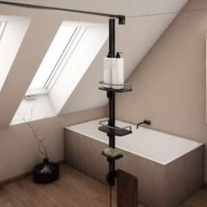 Kit support accessoires frontal / kasf porte serviettes + 2 tablettes + 1 porte savon pour paroi - coloris noir. disponible abidjan cote d'ivoire.