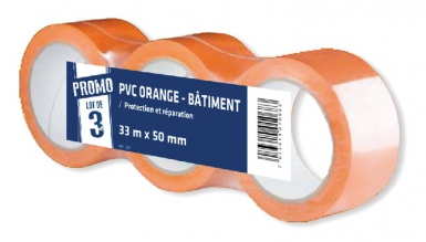 Lot de 3 rouleaux pvc orange 33 m x 50 mm - protection et réparation. disponible abidjan cote d'ivoire.