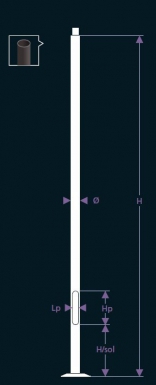 Mâts cylindriques acier galvanisé série pv 90 - embout 60 mm - hauteur 6 m. disponible abidjan cote d'ivoire.