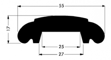 Main courante 55x17 mm poids = 4,70 kg/m. disponible abidjan cote d'ivoire.