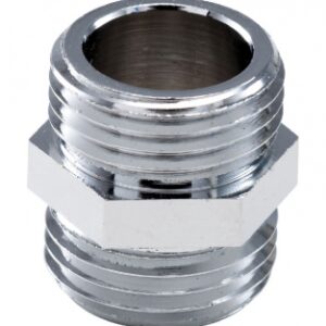 Mamelon égal double mâle laiton chromé - filetage 12 x 17. disponible abidjan cote d'ivoire.