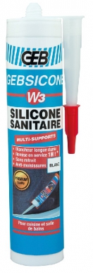Mastic gebsicone w3 silicone acétique avec fongicide - étanchéité - blanc - cart. disponible abidjan cote d'ivoire.