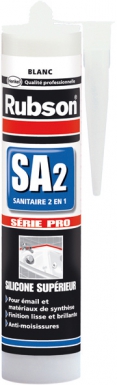 Mastic rubson sa2 - sanitaire 2 en 1 - blanc - cart. disponible abidjan cote d'ivoire.