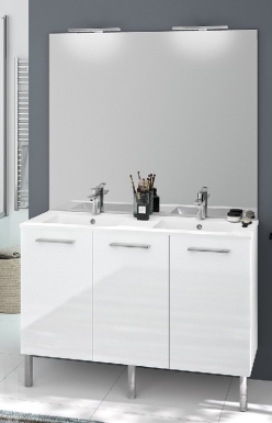 Meuble sous-plan toilette eko'line 120 cm (h 85 cm / p 46 cm) - 3 portes - blanc brillant. disponible abidjan cote d'ivoire.