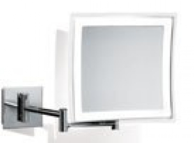 Miroir grossissant 5x lumineux led mural double bras - 23,5 x 21 cm - sur batterie - chromé. disponible abidjan cote d'ivoire.