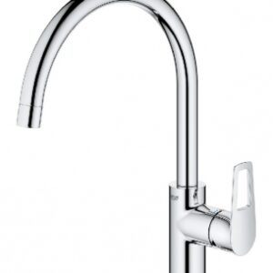 Mitigeur évier monotrou bauloop à bec tube pivotant - finition chromé. disponible abidjan cote d'ivoire.