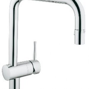 Mitigeur évier monotrou minta à bec tube pivotant et douchette extractible - finition chromé. disponible abidjan cote d'ivoire.