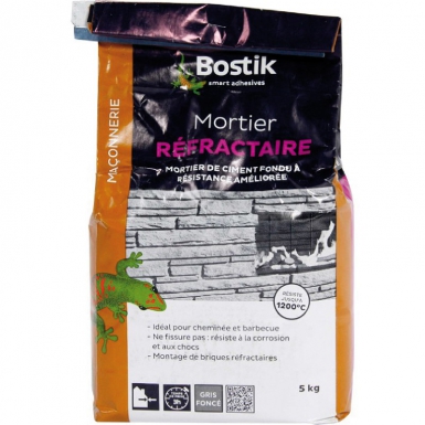 Mortier réfractaire - pour éléments de cheminée, barbecue - intérieur extérieur - gris - 5 kg. disponible abidjan cote d'ivoire.