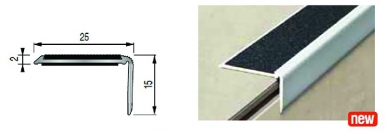 Nez de marche 25b avec bande antidérapante carbo noire spécial sol souple et revêtements fins - pose rapportée - trafic domestique. disponible abidjan cote d'ivoire.