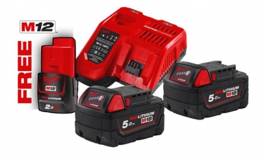 Pack batteries et chargeurs m18 nrg-502 - 18v 2 batteries 5ah + 1 batterie 2ah + chargeur. disponible abidjan cote d'ivoire.