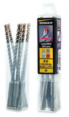 Pack de 6 forets booster plus 157k marteaux 3 taillants compatible sds-plus ø 8 mm longueur totale 210 mm longueur utile 150 mm. disponible abidjan cote d'ivoire.