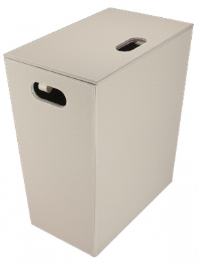 Panier à linge avec sac à l'intérieur - ecopelle - 43 x 26 x h 48 cm - cuir et tissus synthétiques - structure bois - marron. disponible abidjan cote d'ivoire.