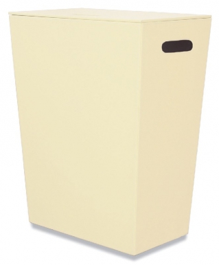 Panier à linge avec sac à l'intérieur - ecopelle - 48 x 30 x h 61 cm - cuir et tissus synthétiques - structure bois - crème. disponible abidjan cote d'ivoire.