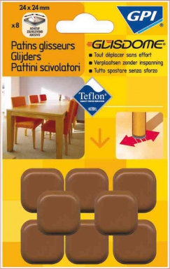 Patins glisseur adhésif 24x24 mm gris blister 8 p. disponible abidjan cote d'ivoire.